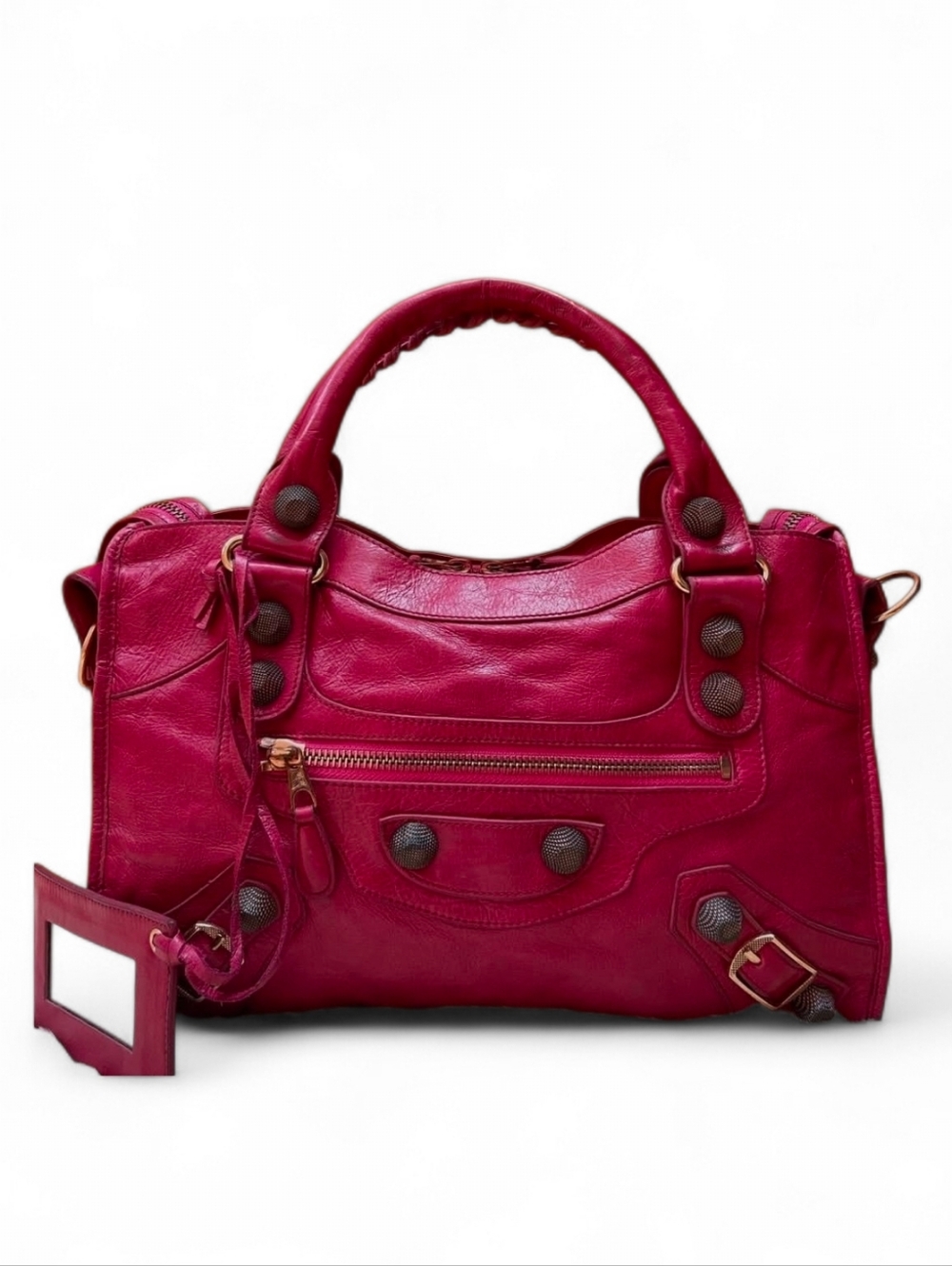 Balenciaga Giant Motorcity Women’s Fuchsia Top-Handle Satchel Bag
